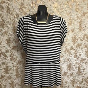 Black & White Striped Peplum Top